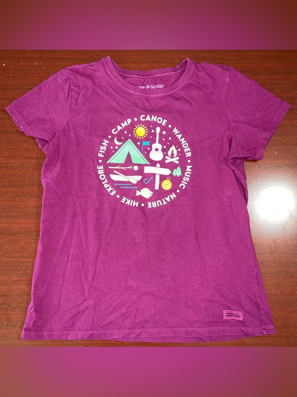 Life Is Good Purple Girls' Short Sleeve Outdoor Graphic Tee